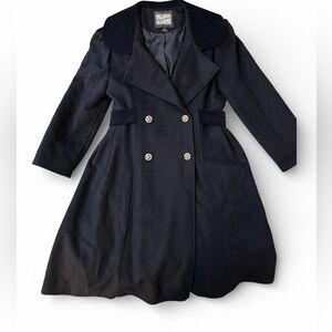 Rothschild Girls Wool Dress Coat Navy Fit & Flare Gold Buttons Size 8